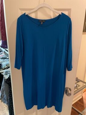 Eileen Fisher Royal Blue V-Neck Dress Top